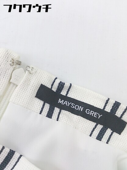 * * * unused * MAYSON GREY stripe stand-up collar long sleeve knees height One-piece size 2 white black lady's 