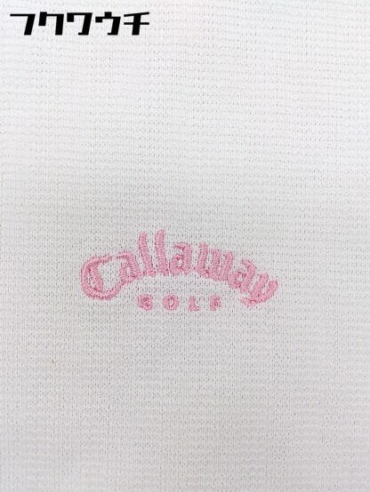◇ Callaway キャロウェイ ワンポイント 鹿の子 半袖 ポロシャツ ゴルフウエア サイズ M ホワイト ピンク レディース_画像6