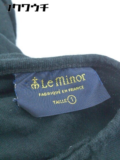 ◇ Le Minor ルミノア フランス製 半袖 膝下丈 ワンピース サイズ1 ネイビー レディース_画像4