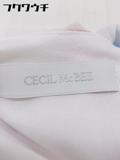 ◇ CECIL McBEE ノースリーブ カシュクール ウエストゴム ロング ワンピース サイズM ホワイト マルチ レディース_画像4