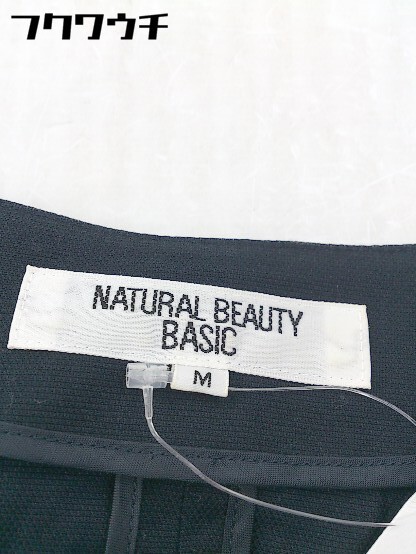 ◇ NATURAL BEAUTY BASIC ナチュラルビューティーベーシック 長袖 ノーカラー ジャケット サイズM ネイビー レディース_画像4