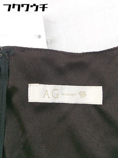 ◇ AG by aquagirl 花刺繍 パフスリーブ ノーカラー 半袖 ミニ ワンピース サイズ M ブラック ピンク マルチ レディース_画像4