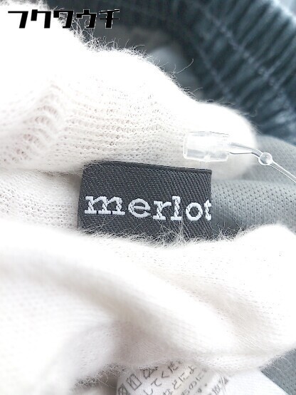 ◇ merlot メルロー ウエストゴム ベロア調 膝下丈 プリーツ スカート ネイビー レディースの画像4