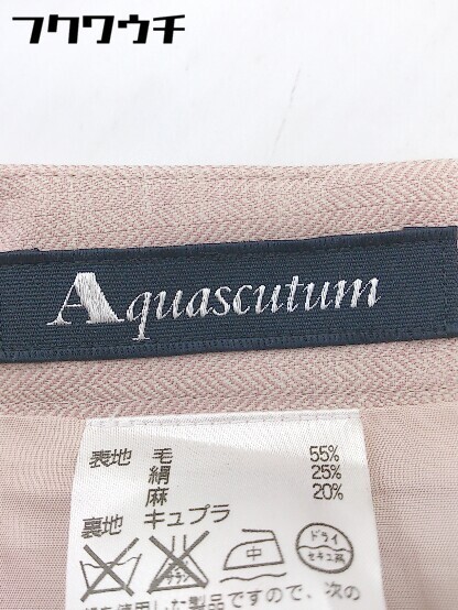 ◇ Aquascutum アクアスキュータム シルク混 リネン混 膝下丈 タイト スカート ライトピンク レディース_画像4