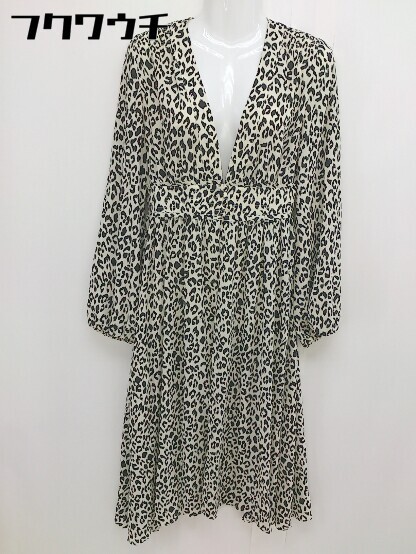 * MOUSSY Moussy леопардовый рисунок Leopard длинный рукав кардиган свободная домашняя одежда размер F слоновая кость оттенок черного женский 