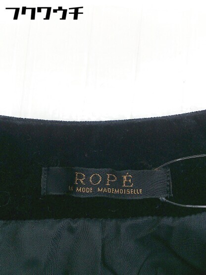 ◇ ROPE' ロペ ベルベット ノーカラー 長袖 ジャケット サイズB82 H89 T160 ネイビー系 レディース_画像4