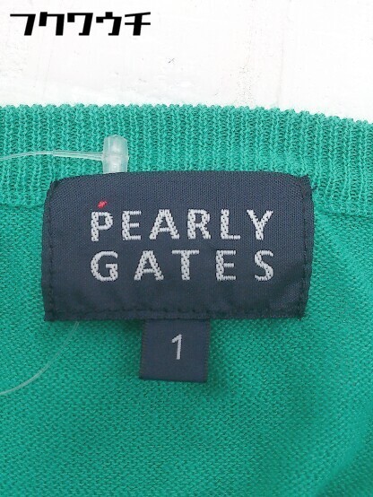 ◇ PEARLY GATES パーリーゲイツ Vネック 長袖 ニット サイズ1 グリーン レディースの画像4