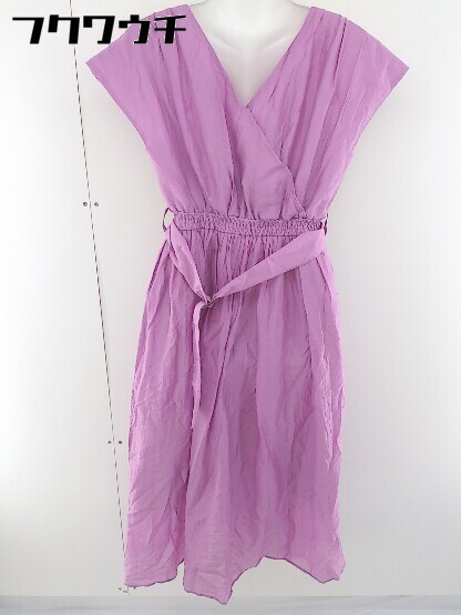* * natural couture NICE CLAUP waist belt attaching French sleeve long One-piece size F purple series lady's 