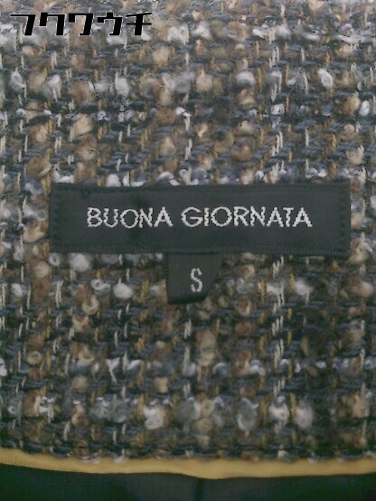 ◇ BUONA GIORNATA ボナジョルナータ ツイード調 長袖 ジャケット サイズS ブラウン マルチ レディース_画像4
