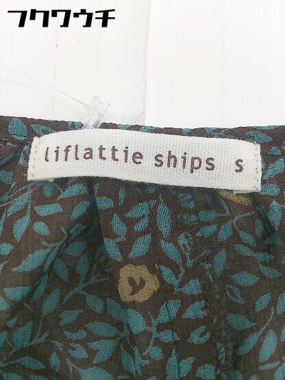 ◇ liflattie ships リフラティ シップス 総柄 半袖 ブラウス カットソー サイズS ブラウン系 グリーン系 レディース_画像4