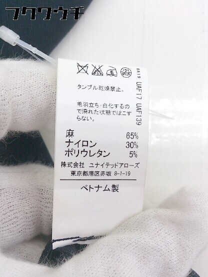 ◇ green label relaxing UNITED ARROWS リネン混 1B 長袖 テーラードジャケット サイズ38 ネイビー レディース_画像5