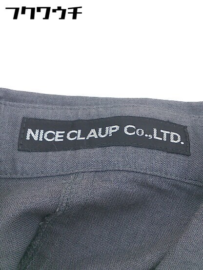 ◇ NICE CLAUP ナイスクラップ リネン混 半袖 ロング シャツ ワンピース グレー レディース_画像4