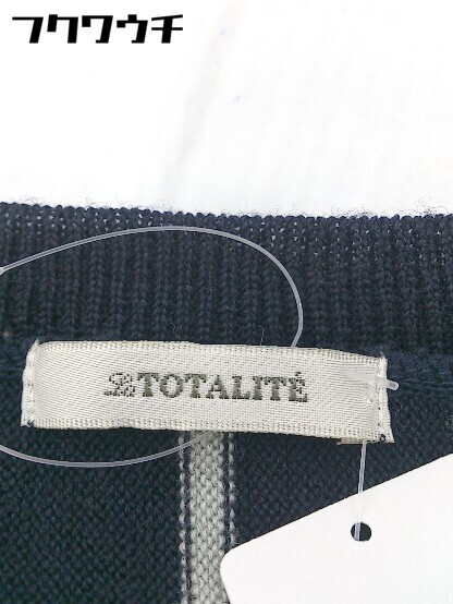 * La TOTALITE La Totalite полоса длинный рукав вязаный свитер темно-синий женский 