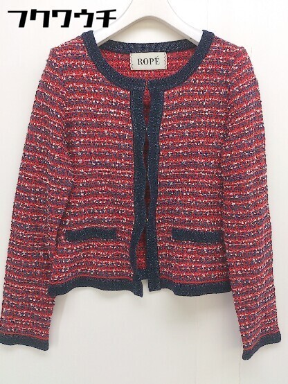 * ROPE\' Rope long sleeve knitted cardigan jacket size M red group navy series lady's 