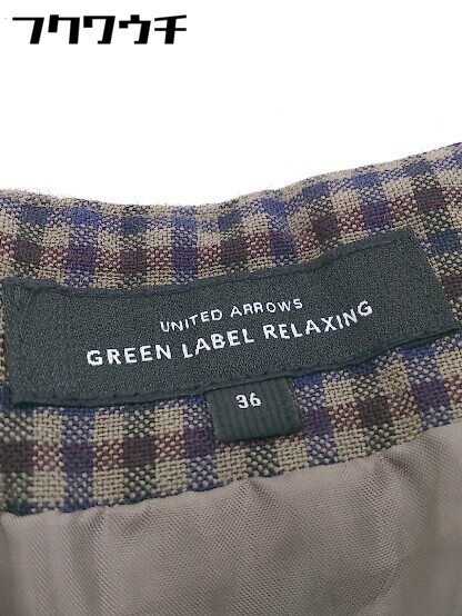 ◇ ◎ green label relaxing UNITED ARROWS チェック ワイドパンツ サイズ36 ブラウン レディース_画像4