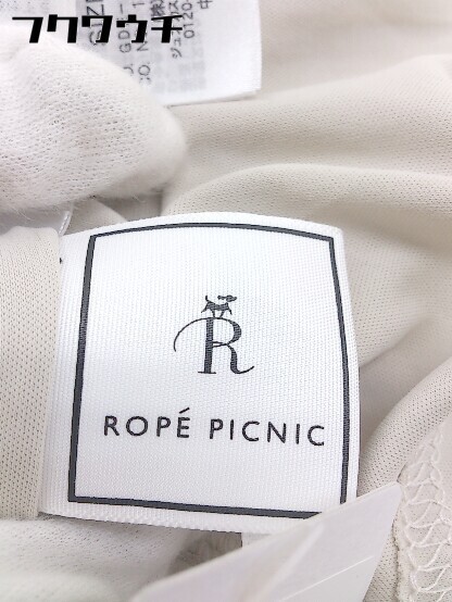 ◇ ROPE PICNIC ロペピクニック 切替 ハイネック 五分袖 ロング ワンピース サイズ38 ライトベージュ レディース_画像4