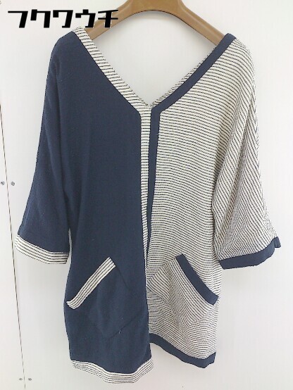 * * Language tag attaching regular price 2.1 ten thousand jpy . minute sleeve Mini One-piece tunic size 38 white group navy lady's 