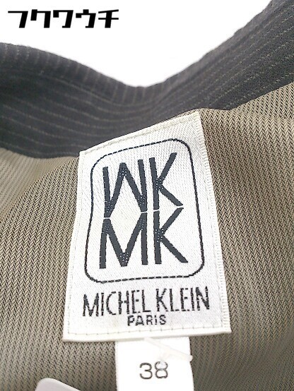 ◇ MICHEL KLEIN ミッシェル クラン 1B シングル ストライプ 長袖 テーラード ジャケット サイズ38 ブラック系 レディース_画像4