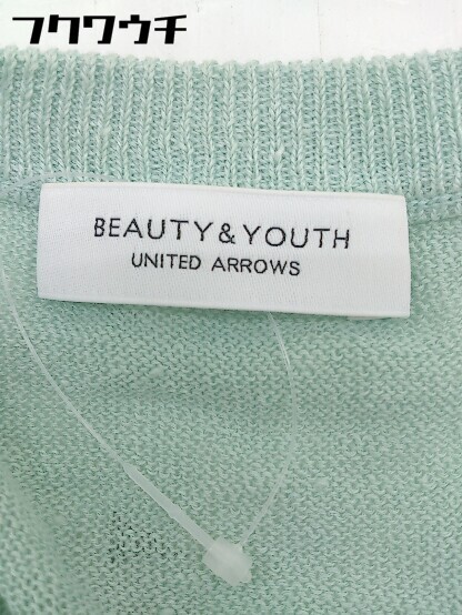 ◇ BEAUTY & YOUTH UNITED ARROWS リネン100% 五分袖 ニット セーター グリーン系 レディース_画像4