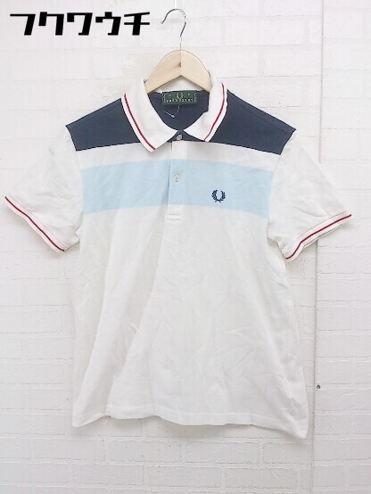 ◇ ◎ FRED PERRY フレッドペリー 鹿の子 半袖 ポロシャツ サイズＬ ホワイト マルチ レディース_画像2