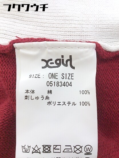 ◇ X-girl エックスガール 刺繍 ハーフジップ コットン ニット 長袖 セーター サイズ ONE レッド ホワイト レディース_画像5