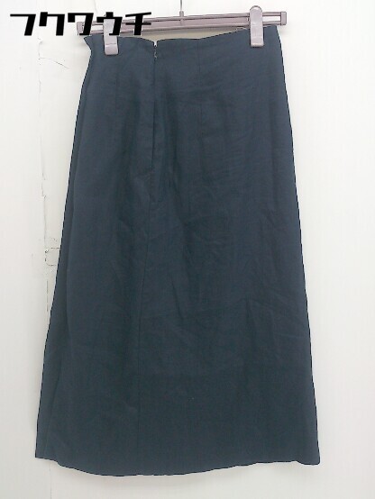 ◇ nano universe ナノ ユニバース リネン100% ロング 台形 スカート サイズ36 ネイビー レディース_画像3