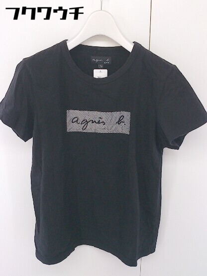◇ agnes b アニエスベー ロゴ プリント 半袖 Tシャツ カットソー サイズT3 ブラック ホワイト レディース_画像2
