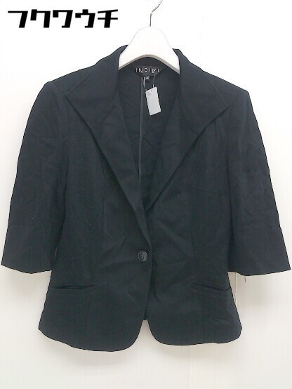 ◇ INDIVI インディヴィ 1B 五分袖 テーラードジャケット サイズ40 ブラック レディース_画像2
