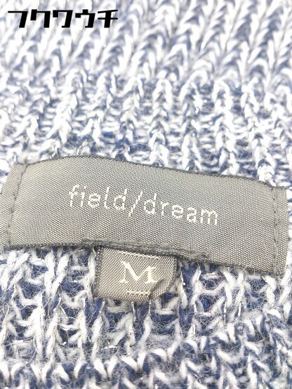 ◇ ◎ field/dream フィールドドリーム スヌード付 長袖 ミニ ニット ワンピース サイズM ネイビー ホワイト系 レディース_画像4