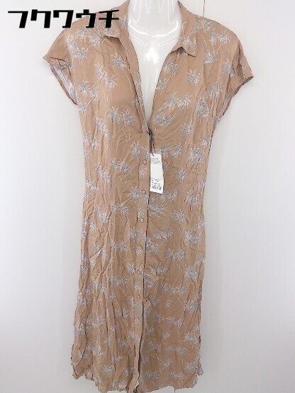 * * beautiful goods * * MOUSSY Moussy tag attaching total pattern French sleeve long One-piece size 1 beige lady's 