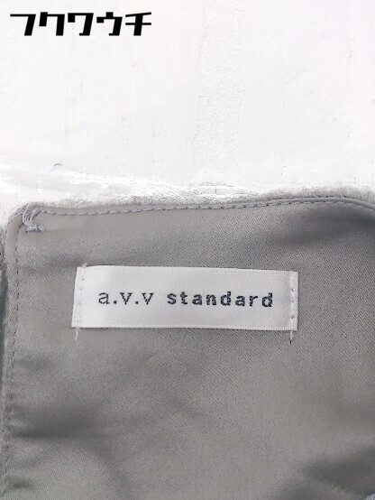 ◇ a.v.v standard アー ヴェ ヴェスタンダード パールビーズ付き 長袖 ミニ ワンピース サイズS グレー レディース_画像4