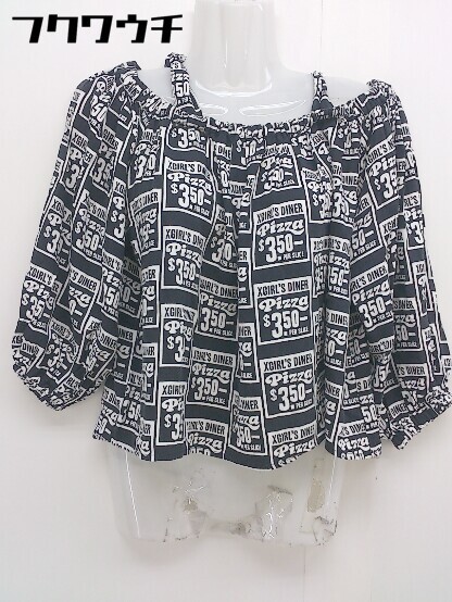 * X-girl X-girl total pattern off shoru 7 minute sleeve cut and sewn size ONE black white lady's 