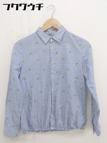 * SUNAOKUWAHARA Sunao Kuwahara цветочный принт полоса рубашка с длинным рукавом блуза размер M голубой белый мульти- женский 