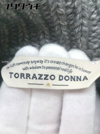 ◇ TORRAZZO DONNA トラッゾドンナ ボトルネック ウール ニット 長袖 セーター グレー ホワイト レディース_画像4