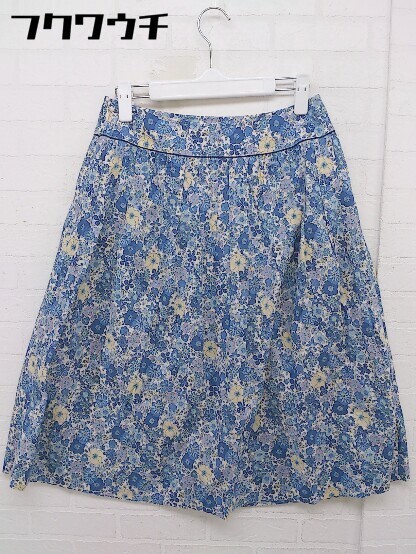 * SCAPA Scapa side Zip floral print knees height flair skirt size 38 navy white multi lady's 