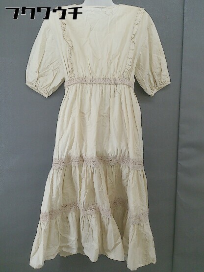 * * NICE CLAUP Nice Claup race 7 minute sleeve long One-piece size F beige lady's 