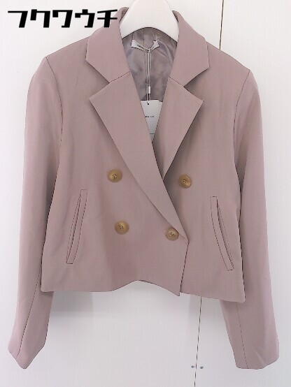 * * * unused * natural couture tag attaching double short long sleeve jacket size S pink beige lady's 