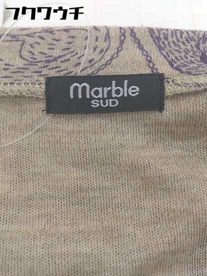 ◇ marble SUD マーブルシュッド 総柄 長袖 Tシャツ カットソー ベージュ パープル系 レディース_画像4