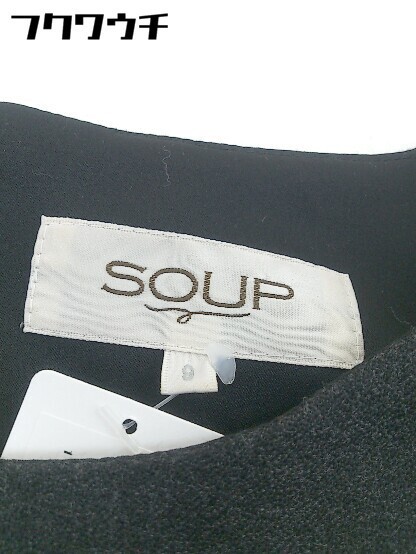 ◇ SOUP スープ バックジップ ボーダー 切替 長袖 膝丈 ワンピース サイズ9 グレー ブラック レディース_画像4