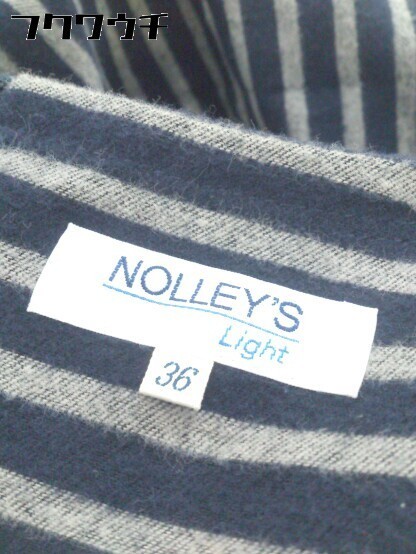 ◇ NOLLEY'S Light ノーリーズ ボーダー 長袖 ミニ ワンピース サイズ36 グレー ネイビー レディース_画像4