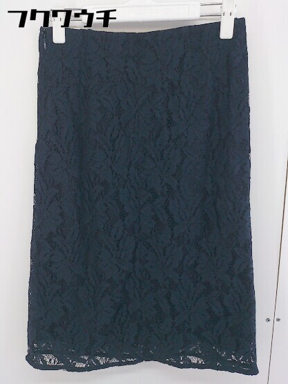 * * * unused * a/c design by alpha cubic total embroidery knees height tight skirt size M navy lady's 