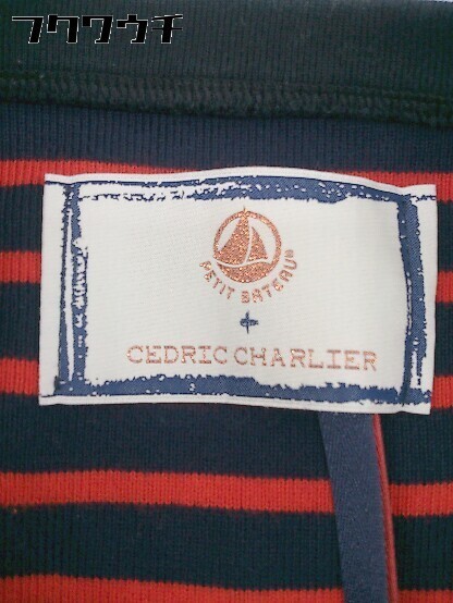 ◇ PETIT BATEAU X CEDRIC CHARLIER ストライプ 切替 ニット 長袖 ミニ ワンピース サイズXS ネイビー マルチ レディース_画像4