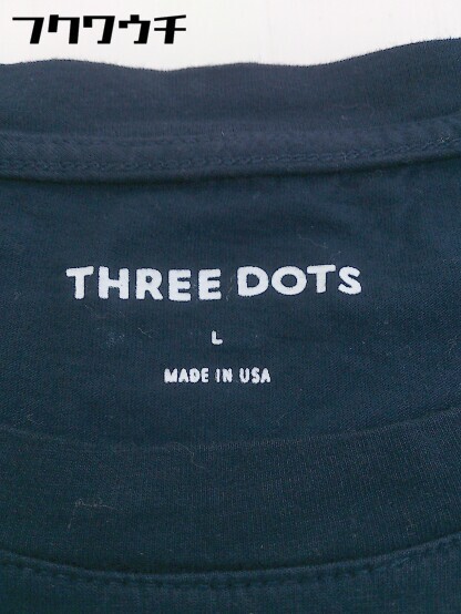 ◇ three dots スリードッツ 半袖 Tシャツ カットソー サイズL ネイビー レディース_画像4