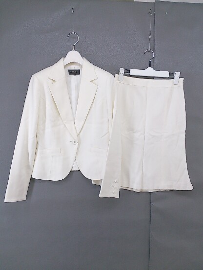 * QUEENS COURT Queens Court linen. skirt suit setup top and bottom size 2 eggshell white lady's 