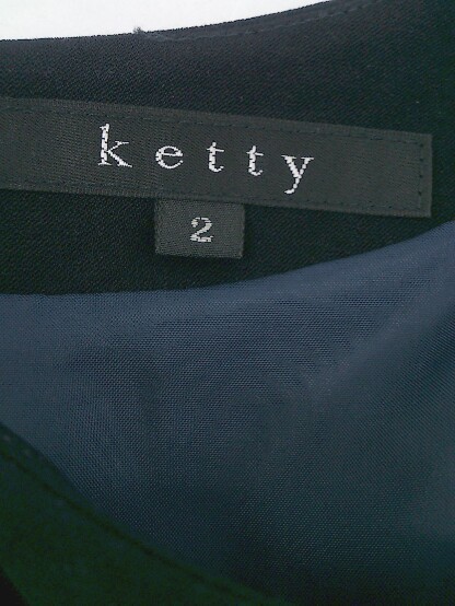 ◇ ◎ ketty ケティ バックジップ フレアスリーブ 長袖 膝丈 ワンピース サイズ2 ネイビー レディース_画像4