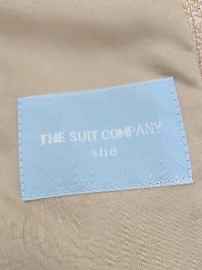 ◇ ◎ THE SUIT COMPANY タグ付き 長袖 ノーカラー ジャケット サイズ38 ベージュ ホワイト レディース_画像4