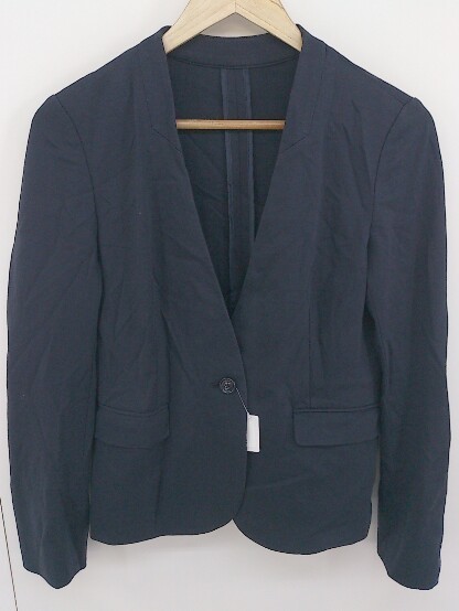 ◇ green label relaxing UNITED ARROWS リネン混 1B 長袖 テーラードジャケット サイズ40 ネイビー レディース_画像1