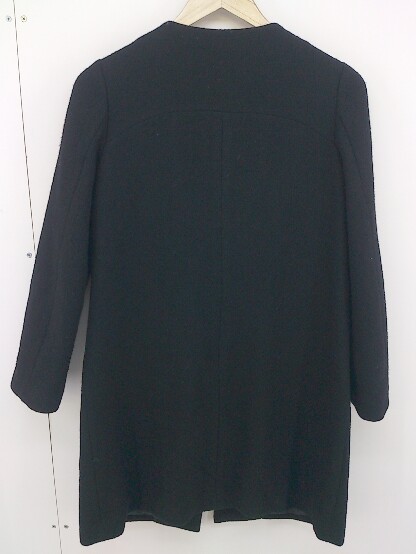 ◇ Demi-Luxe BEAMS デミルクス ビームス ウール混 長袖 ノーカラーコート サイズ36 ブラック レディース_画像3