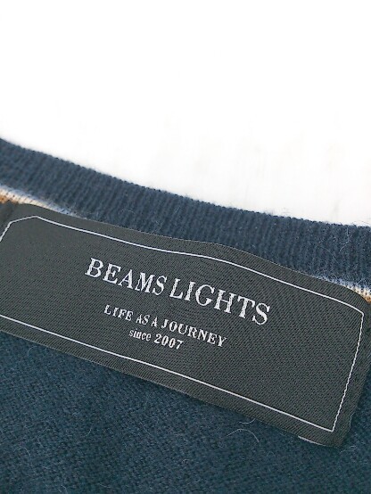 ◇ BEAMS LIGHTS ビームス ライツ 長袖 ミニ ニット ワンピース サイズ38 ネイビー グレー系 レディース_画像4