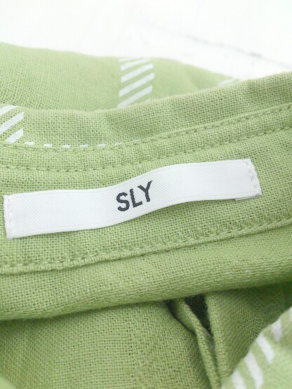◇ SLY スライ リネン混 総柄 長袖 シャツ サイズ2 グリーン ホワイト レディース_画像4